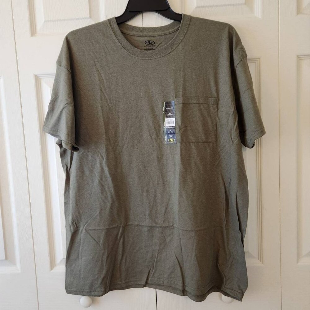 AW Athletic Works Mens Pocket Tee XL Burnt Olive Heather NWT